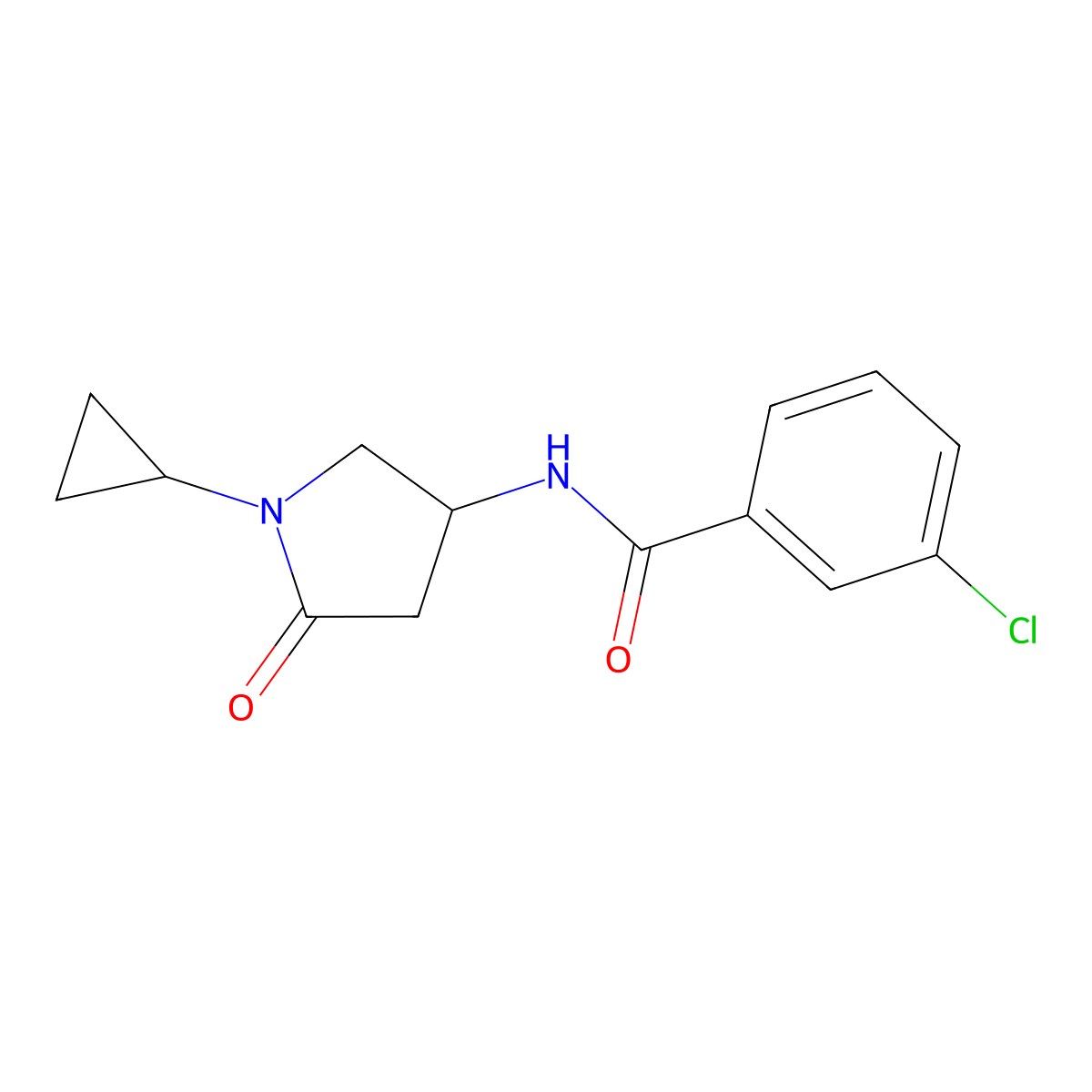 3-chloro-N-(1-cyclopropyl-5-oxopyrrolidin-3-yl)benzamide molecular structure, CAS 1351619-20-9