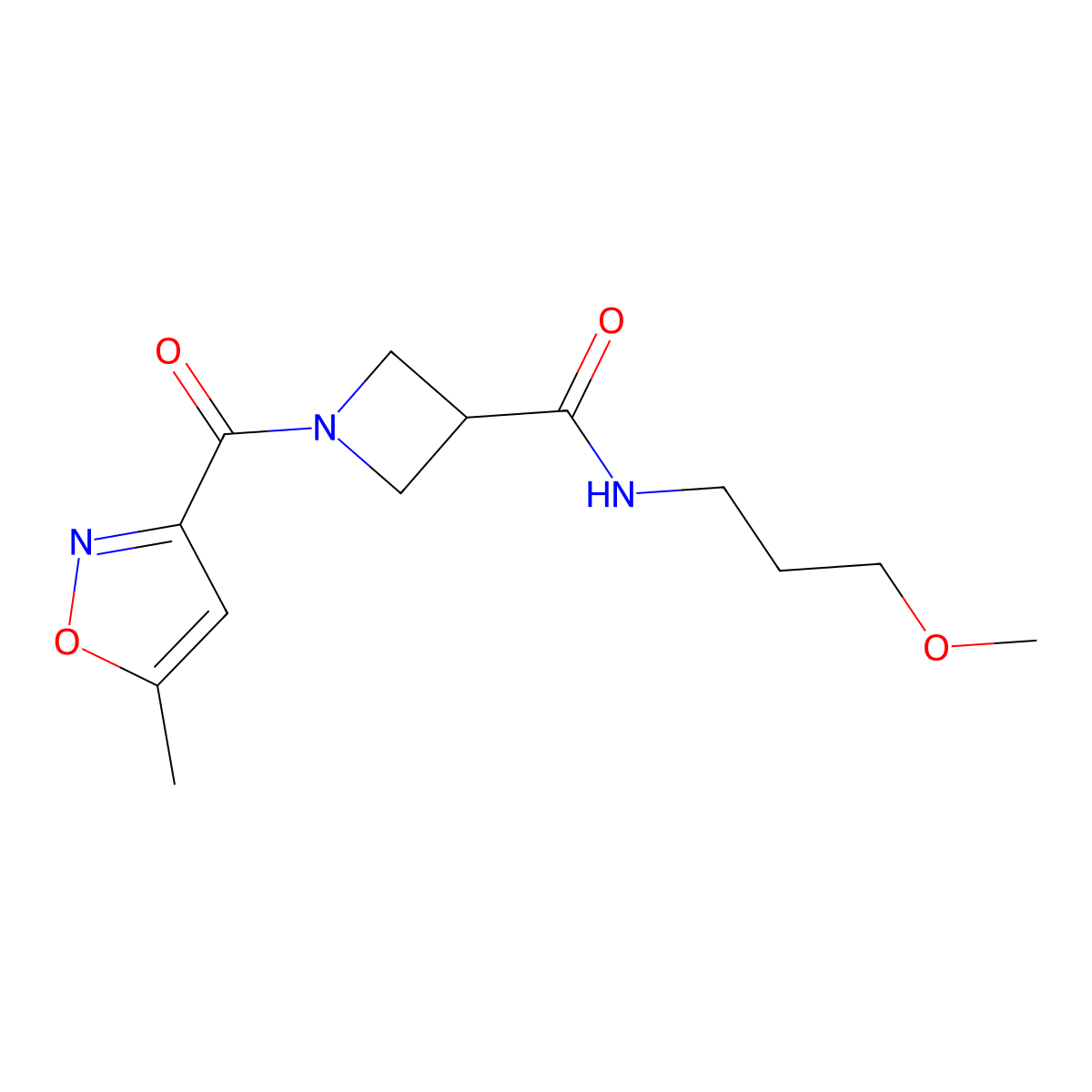 3-Azetidinecarboxamide, N-(3-methoxypropyl)-1-[(5-methyl-3-isoxazolyl)carbonyl]- molecular structure, CAS 1351619-23-2