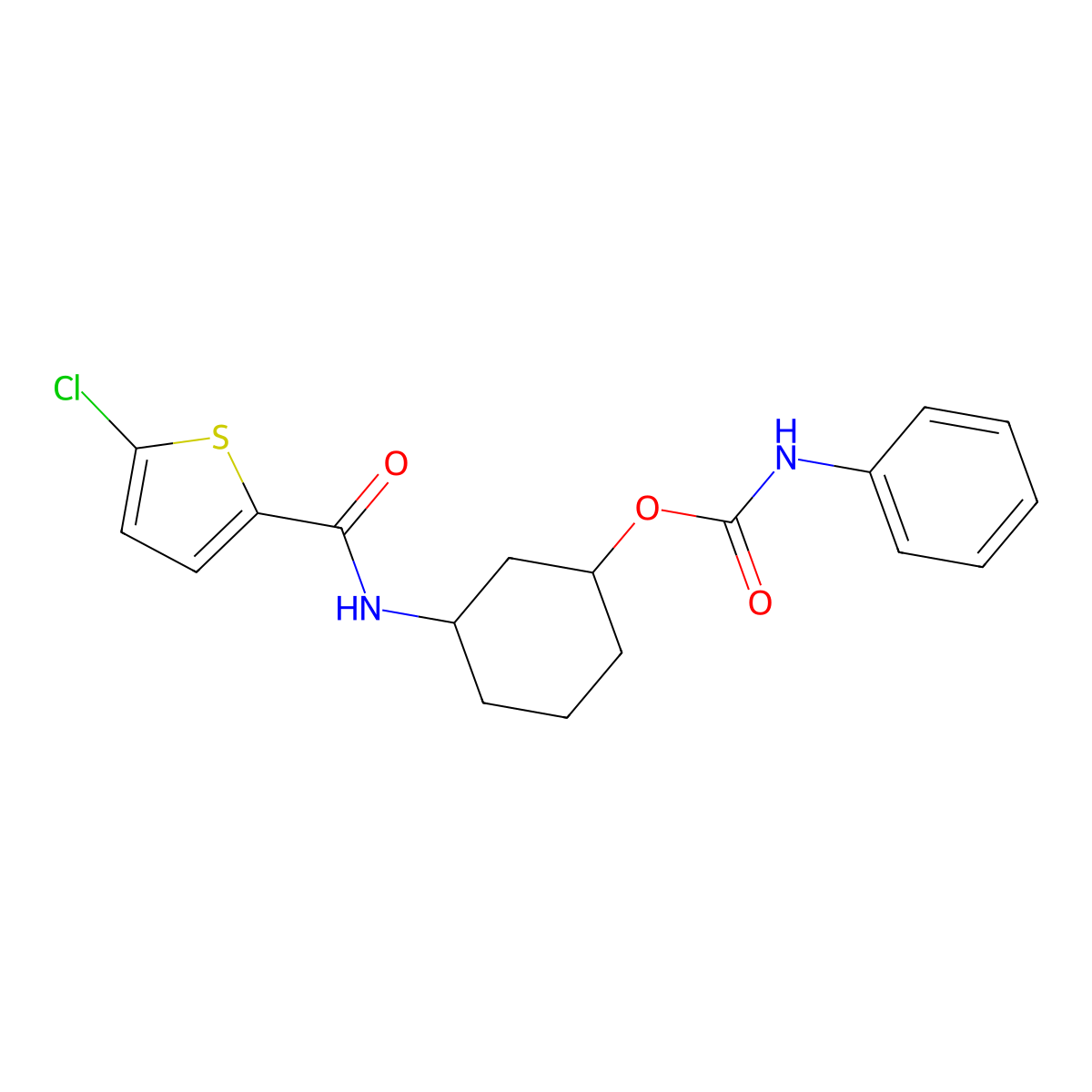 3-(5-Chlorothiophene-2-carboxamido)cyclohexyl phenylcarbamate molecular structure, CAS 1351619-27-6