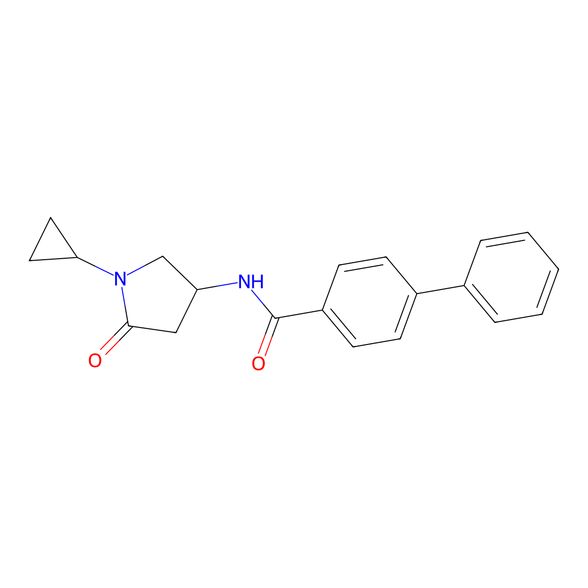 N-(1-cyclopropyl-5-oxopyrrolidin-3-yl)-[1,1'-biphenyl]-4-carboxamide molecular structure, CAS 1351619-29-8