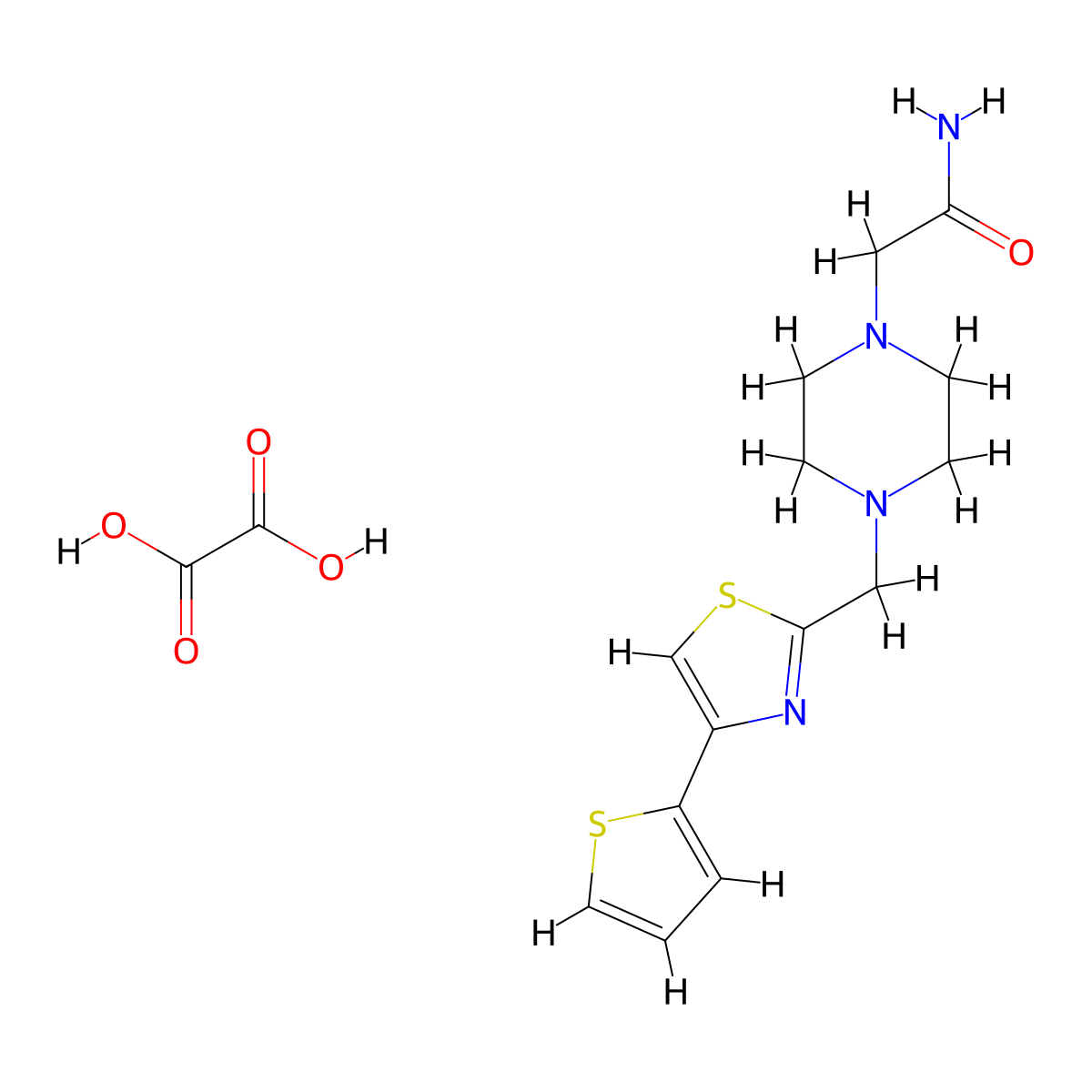 2-(4-((4-(Thiophen-2-yl)thiazol-2-yl)methyl)piperazin-1-yl)acetamide oxalate molecular structure, CAS 1351619-34-5