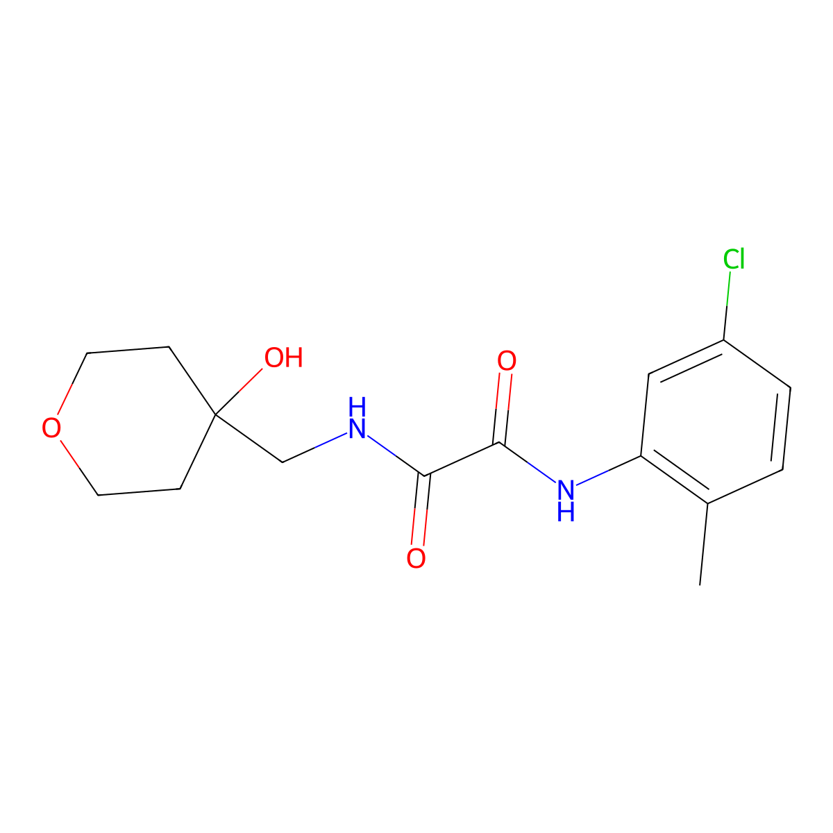N-(5-chloro-2-methylphenyl)-N'-[(4-hydroxyoxan-4-yl)methyl]ethanediamide molecular structure, CAS 1351619-63-0