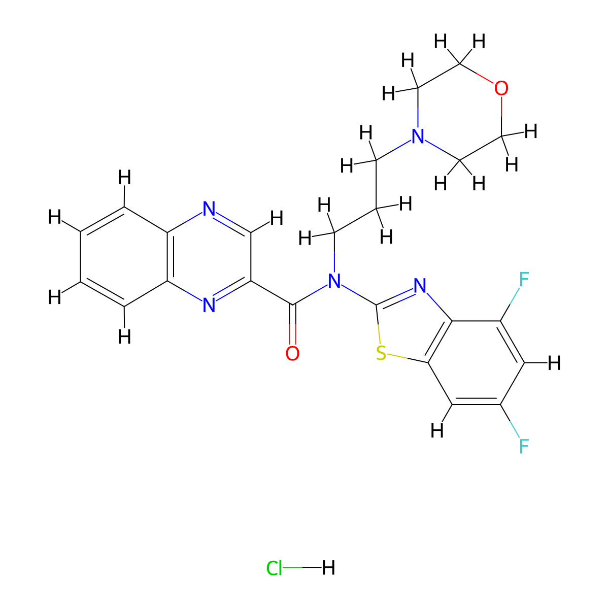 N-(4,6-difluorobenzo[d]thiazol-2-yl)-N-(3-morpholinopropyl)quinoxaline-2-carboxamide hydrochloride molecular structure, CAS 1351619-66-3