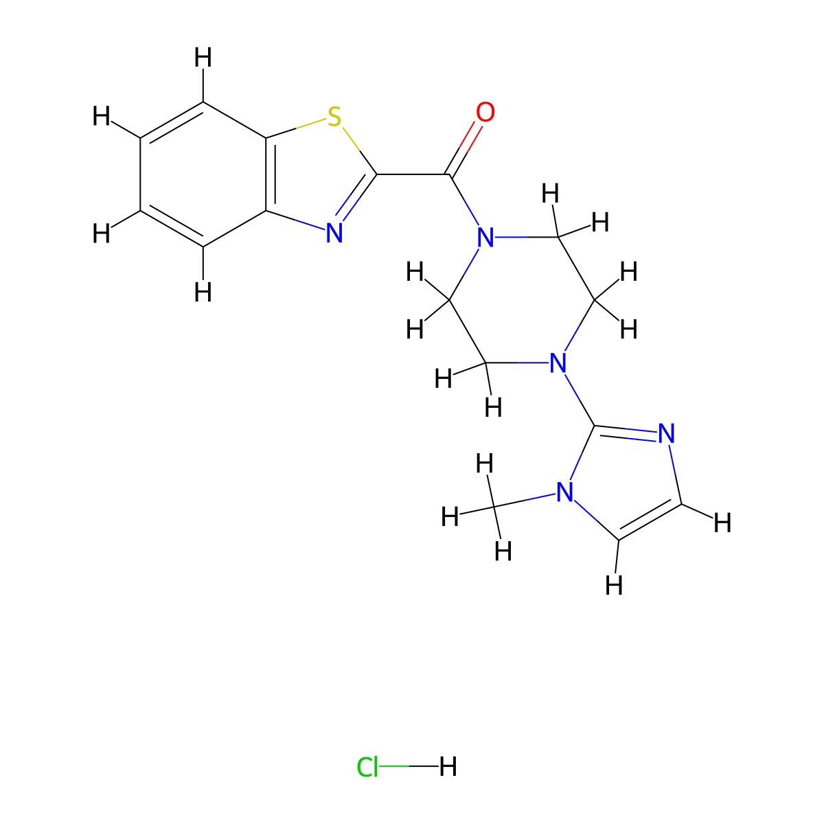 benzo[d]thiazol-2-yl(4-(1-methyl-1H-imidazol-2-yl)piperazin-1-yl)methanone hydrochloride molecular structure, CAS 1351619-85-6