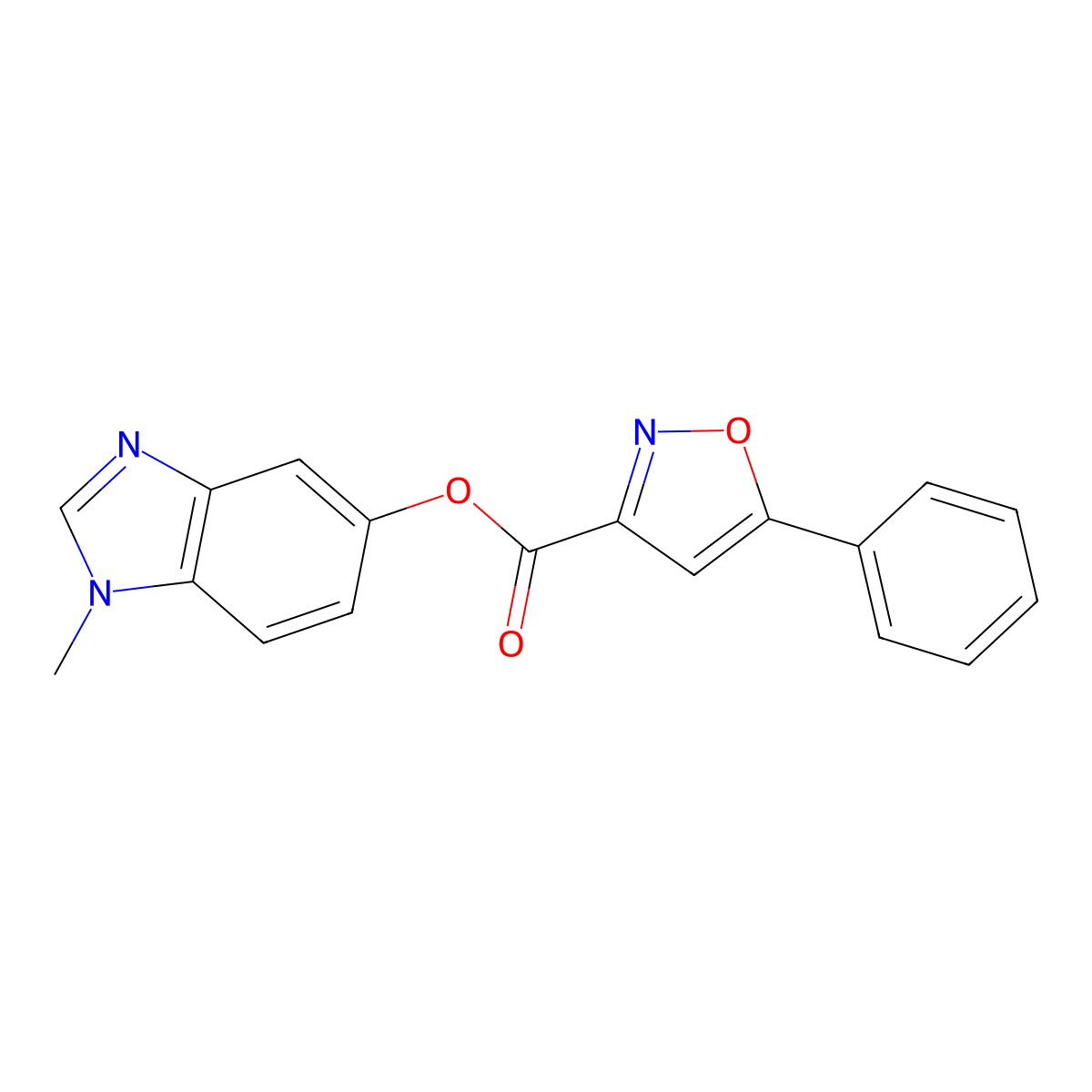 1-methyl-1H-benzo[d]imidazol-5-yl 5-phenylisoxazole-3-carboxylate molecular structure, CAS 1351619-98-1