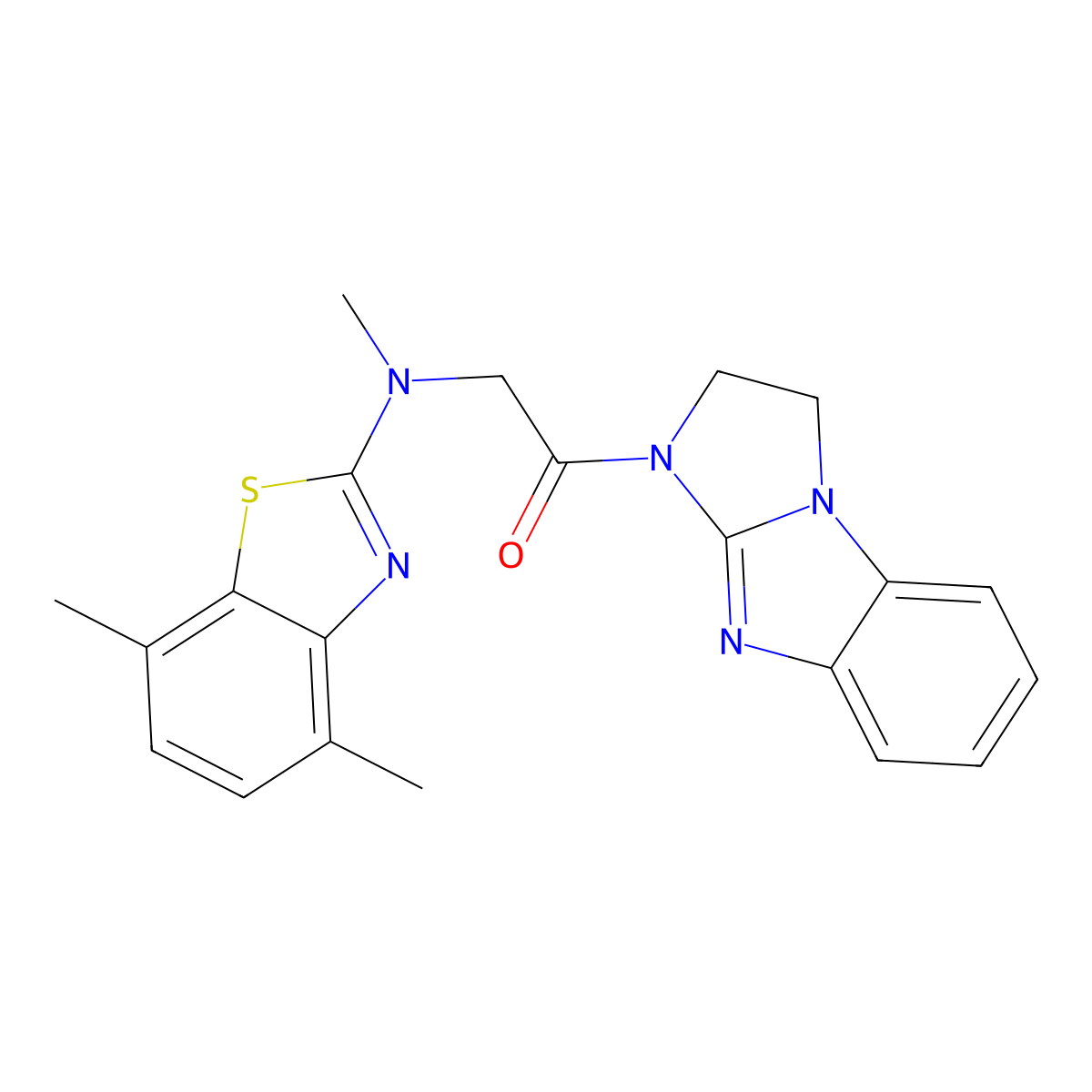 2-[(4,7-Dimethyl-1,3-benzothiazol-2-yl)(methyl)amino]-1-{2,5,7-triazatricyclo[6.4.0.0^{2,6}]dodeca-1(8),6,9,11-tetraen-5-yl}ethan-1-one molecular structure, CAS 1351620-10-4
