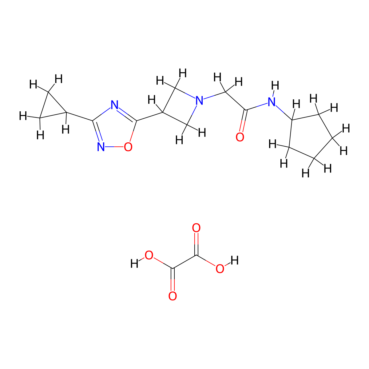 N-cyclopentyl-2-(3-(3-cyclopropyl-1,2,4-oxadiazol-5-yl)azetidin-1-yl)acetamide oxalate molecular structure, CAS 1351620-14-8