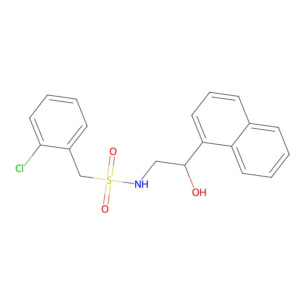1-(2-chlorophenyl)-N-[2-hydroxy-2-(naphthalen-1-yl)ethyl]methanesulfonamide molecular structure, CAS 1351620-17-1