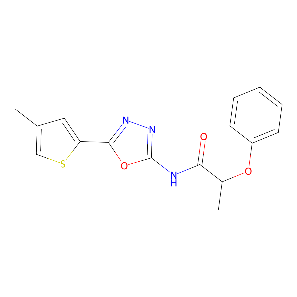 N-[5-(4-methylthiophen-2-yl)-1,3,4-oxadiazol-2-yl]-2-phenoxypropanamide molecular structure, CAS 1351620-31-9