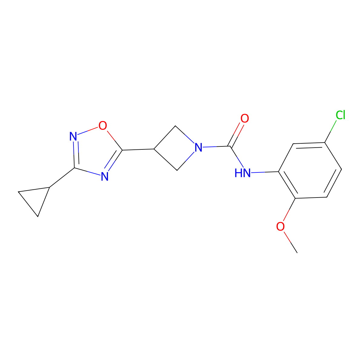 N-(5-chloro-2-methoxyphenyl)-3-(3-cyclopropyl-1,2,4-oxadiazol-5-yl)azetidine-1-carboxamide molecular structure, CAS 1351620-38-6