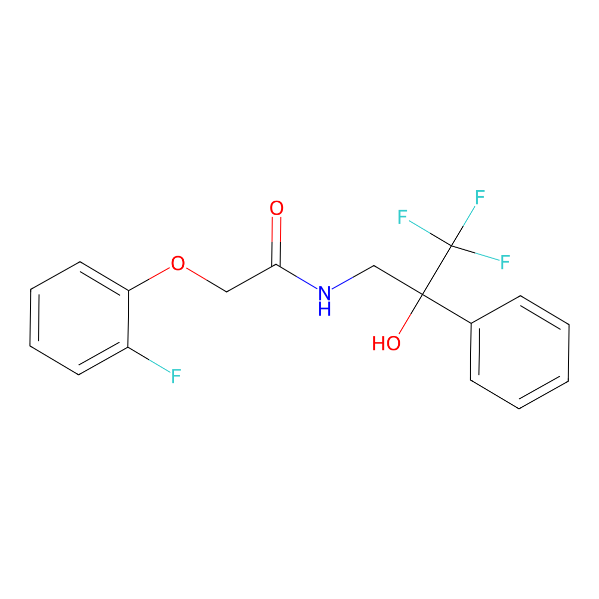 2-(2-fluorophenoxy)-N-(3,3,3-trifluoro-2-hydroxy-2-phenylpropyl)acetamide molecular structure, CAS 1351620-45-5
