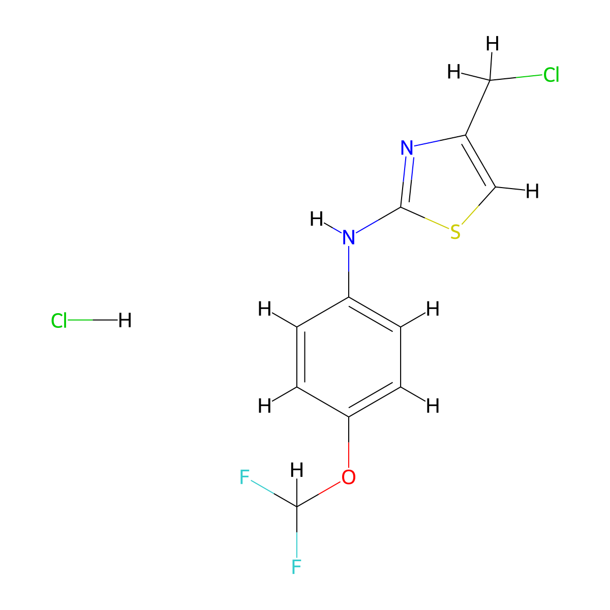 4-(chloromethyl)-N-[4-(difluoromethoxy)phenyl]-1,3-thiazol-2-amine hydrochloride molecular structure, CAS 1351620-47-7