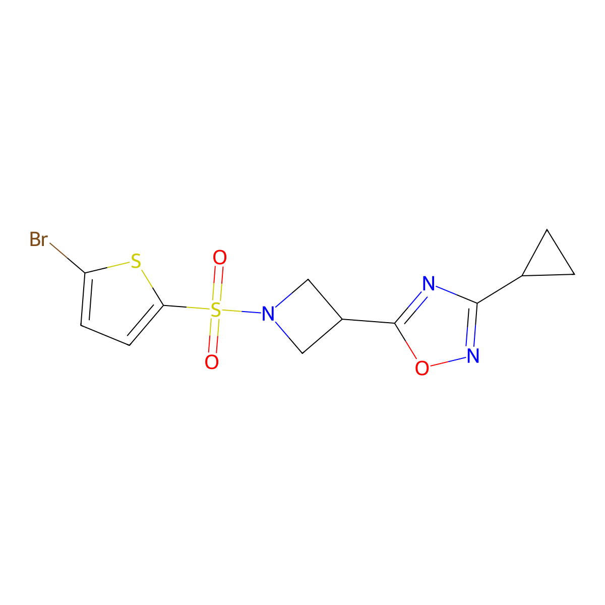 5-(1-((5-Bromothiophen-2-yl)sulfonyl)azetidin-3-yl)-3-cyclopropyl-1,2,4-oxadiazole molecular structure, CAS 1351620-50-2