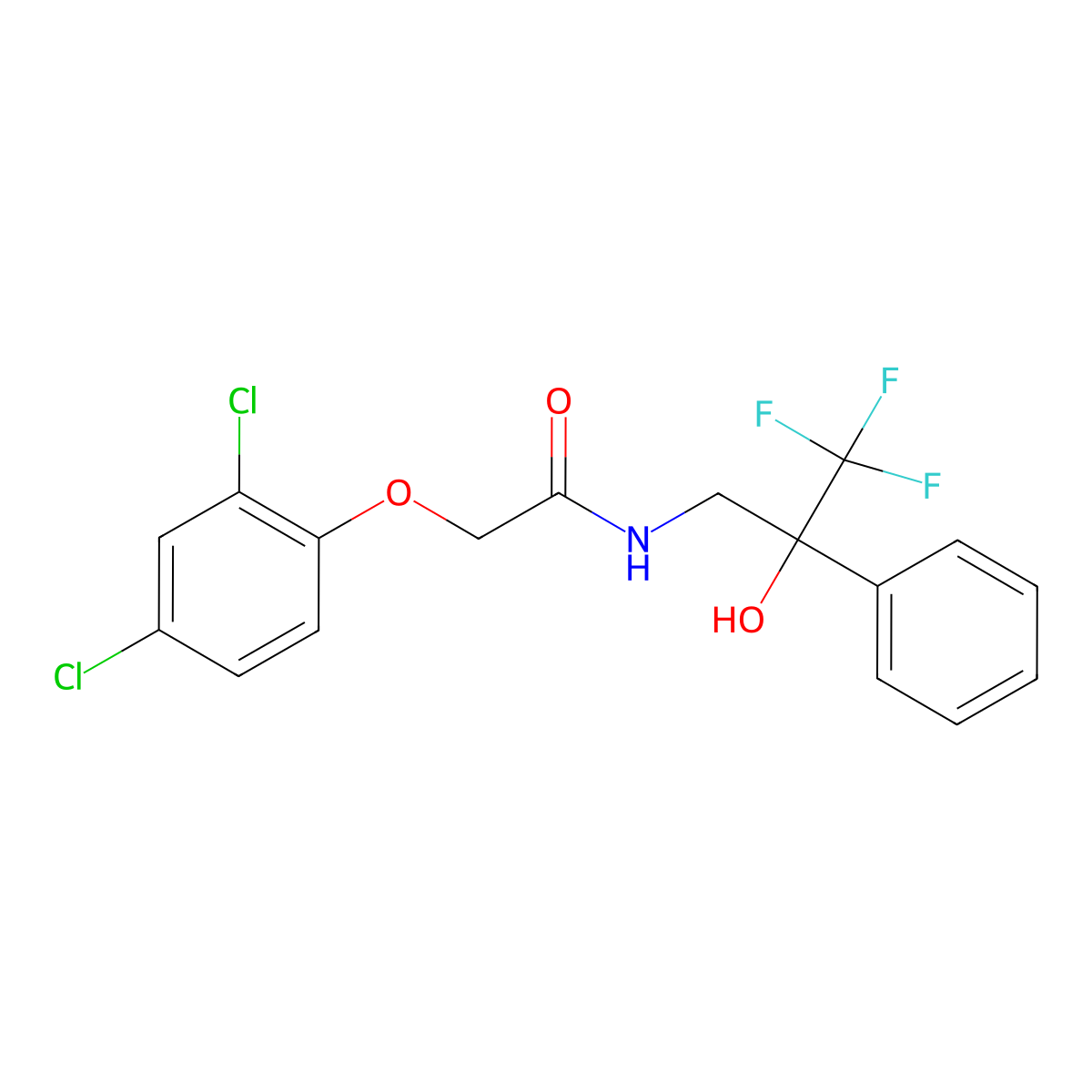 2-(2,4-dichlorophenoxy)-N-(3,3,3-trifluoro-2-hydroxy-2-phenylpropyl)acetamide molecular structure, CAS 1351620-51-3
