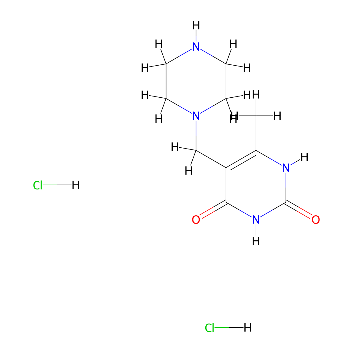6-methyl-5-(piperazin-1-ylmethyl)pyrimidine-2,4(1H,3H)-dione dihydrochloride molecular structure, CAS 1351620-52-4