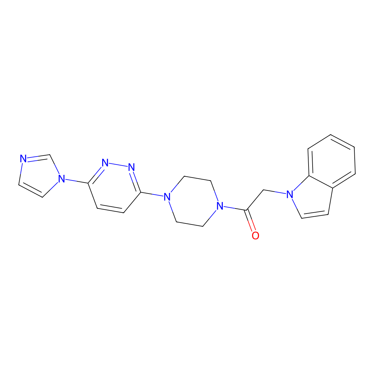 1-(4-(6-(1H-imidazol-1-yl)pyridazin-3-yl)piperazin-1-yl)-2-(1H-indol-1-yl)ethanone molecular structure, CAS 1351620-59-1