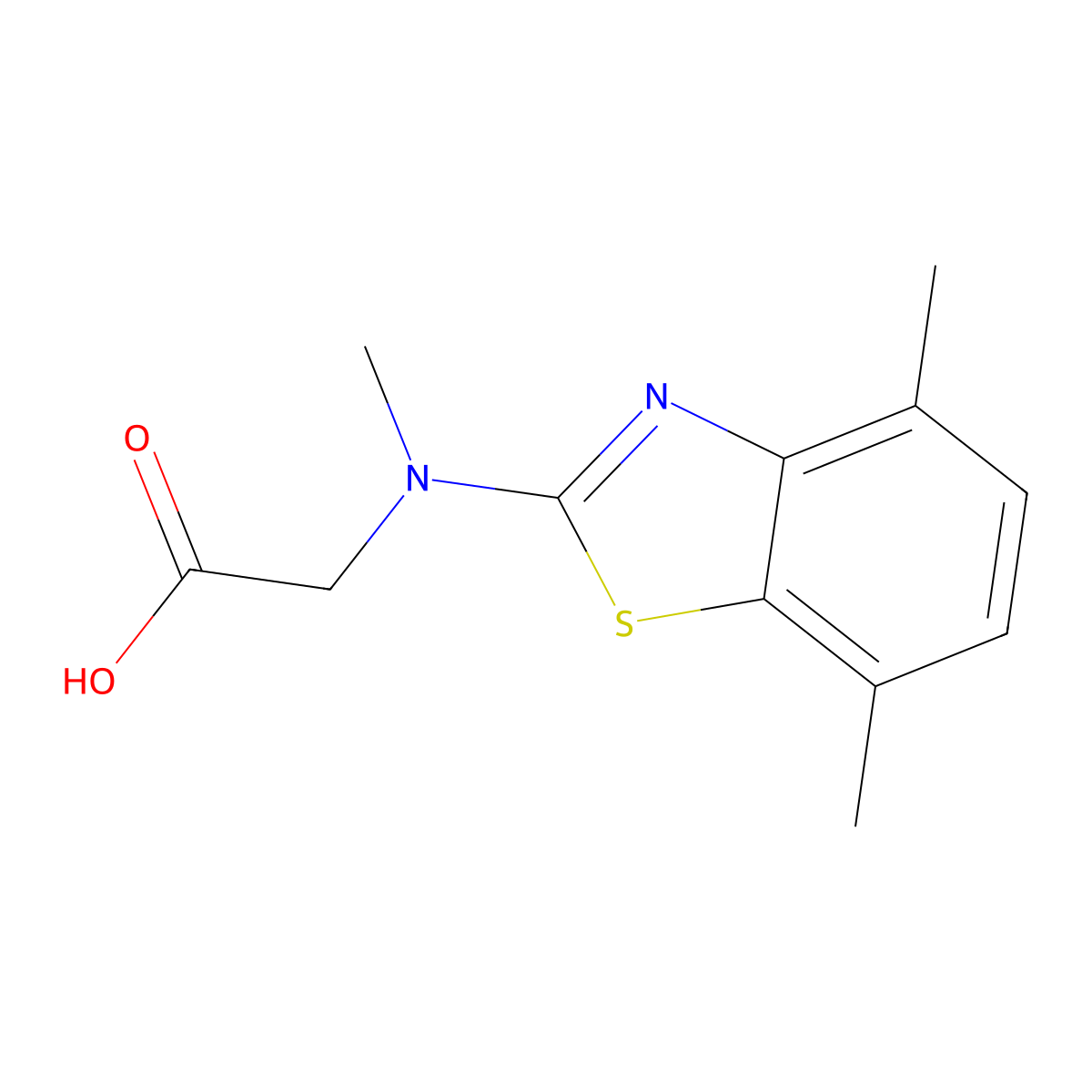 N-(4,7-dimethyl-1,3-benzothiazol-2-yl)-N-methylglycine molecular structure, CAS 1351620-60-4