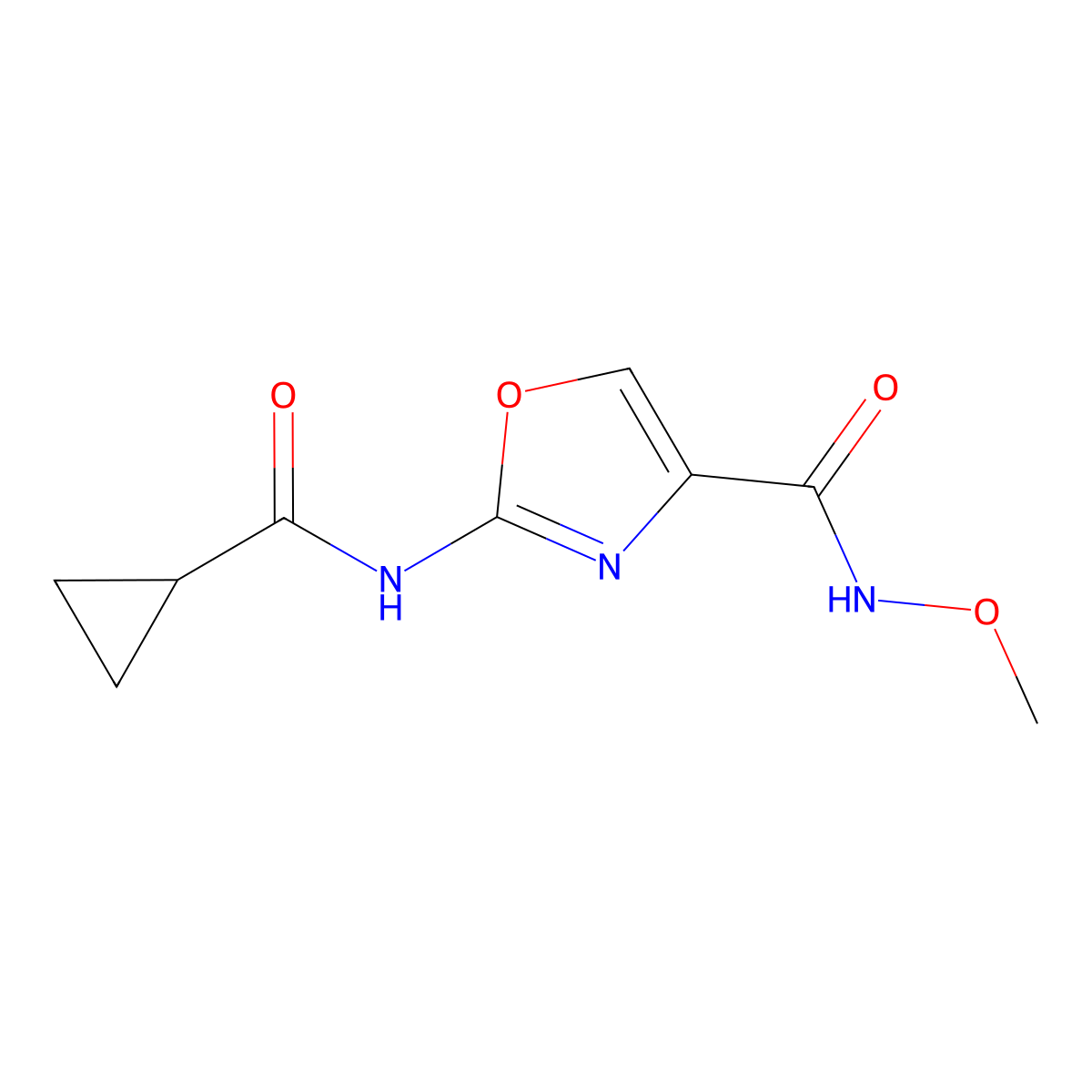 2-(cyclopropanecarboxamido)-N-methoxyoxazole-4-carboxamide molecular structure, CAS 1351620-62-6