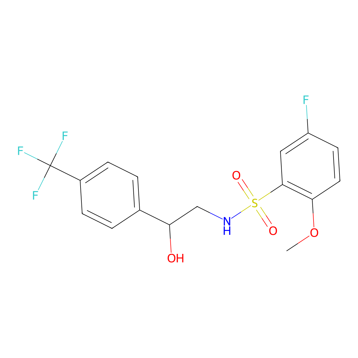 5-fluoro-N-(2-hydroxy-2-(4-(trifluoromethyl)phenyl)ethyl)-2-methoxybenzenesulfonamide molecular structure, CAS 1351620-63-7