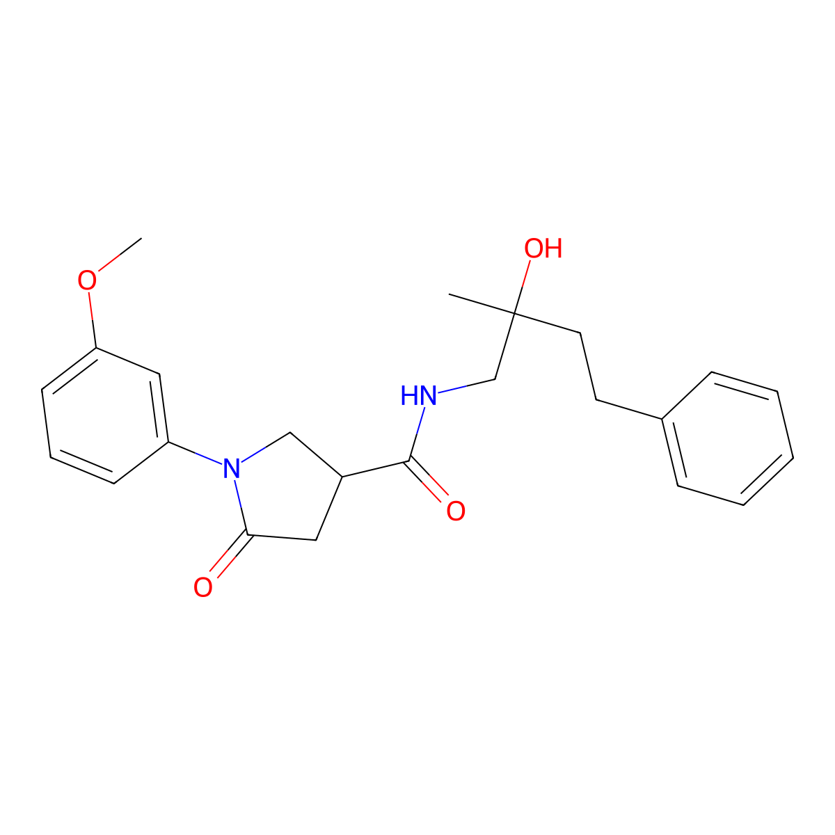 N-(2-hydroxy-2-methyl-4-phenylbutyl)-1-(3-methoxyphenyl)-5-oxopyrrolidine-3-carboxamide molecular structure, CAS 1351620-64-8