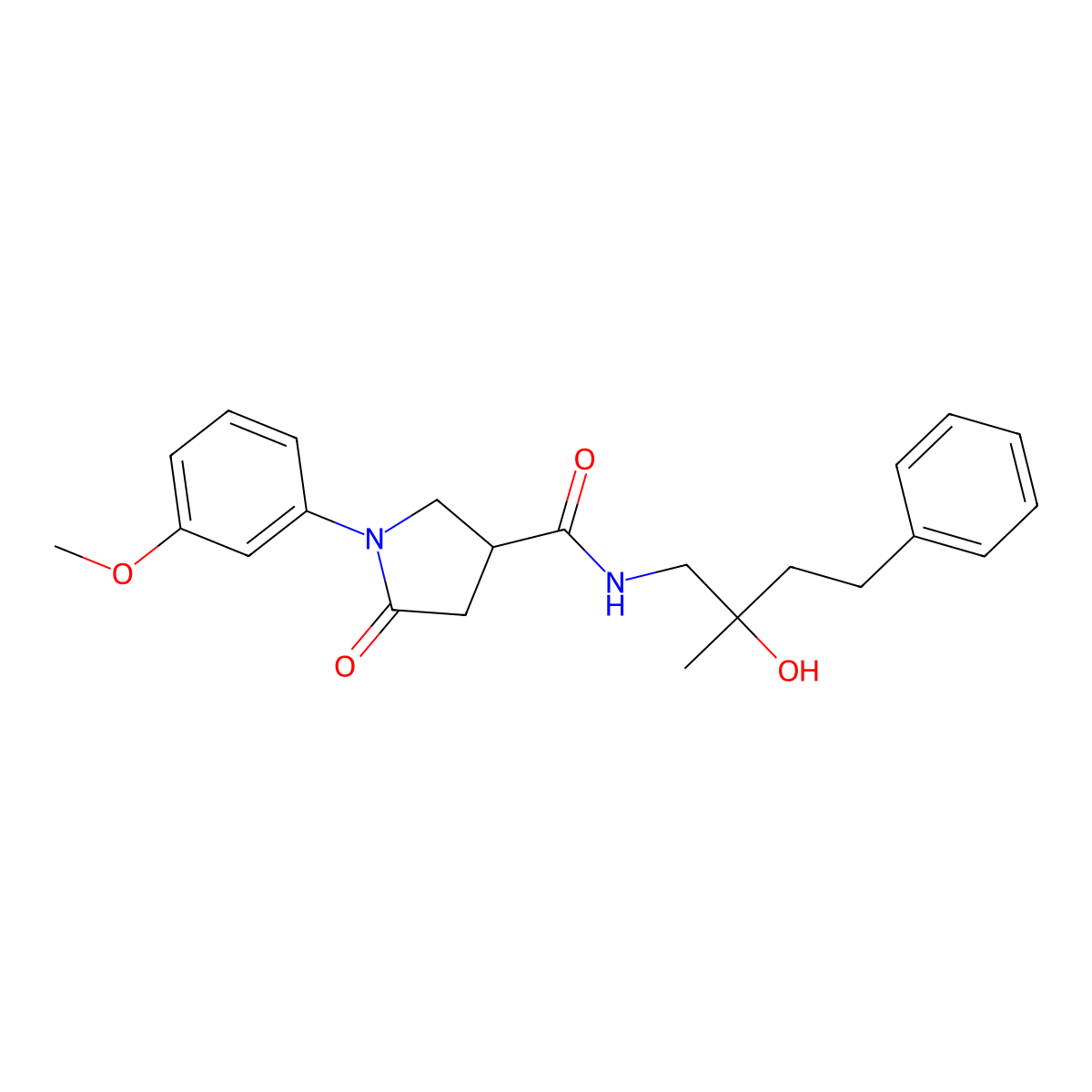 N-(2-hydroxy-2-methyl-4-phenylbutyl)-1-(3-methoxyphenyl)-5-oxopyrrolidine-3-carboxamide molecular structure, CAS 1351620-64-8
