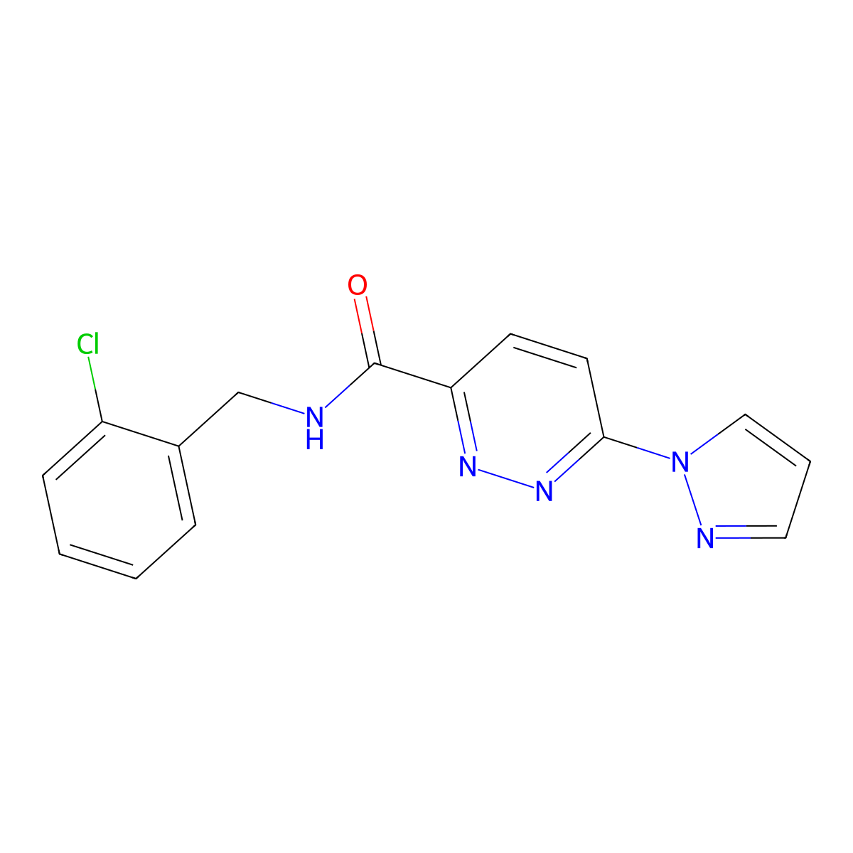 N-(2-chlorobenzyl)-6-(1H-pyrazol-1-yl)pyridazine-3-carboxamide molecular structure, CAS 1351620-66-0