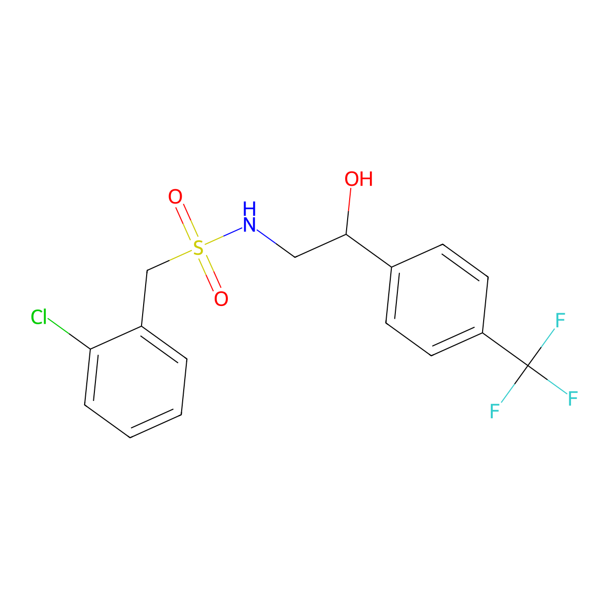 1-(2-chlorophenyl)-N-{2-hydroxy-2-[4-(trifluoromethyl)phenyl]ethyl}methanesulfonamide molecular structure, CAS 1351620-69-3