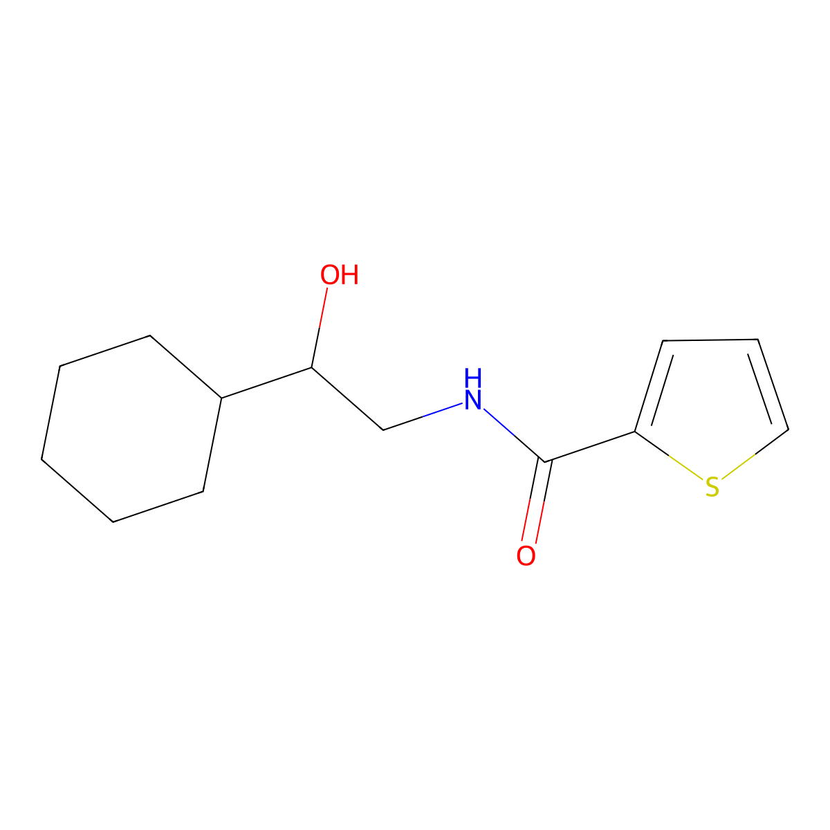 N-(2-cyclohexyl-2-hydroxyethyl)thiophene-2-carboxamide molecular structure, CAS 1351620-70-6