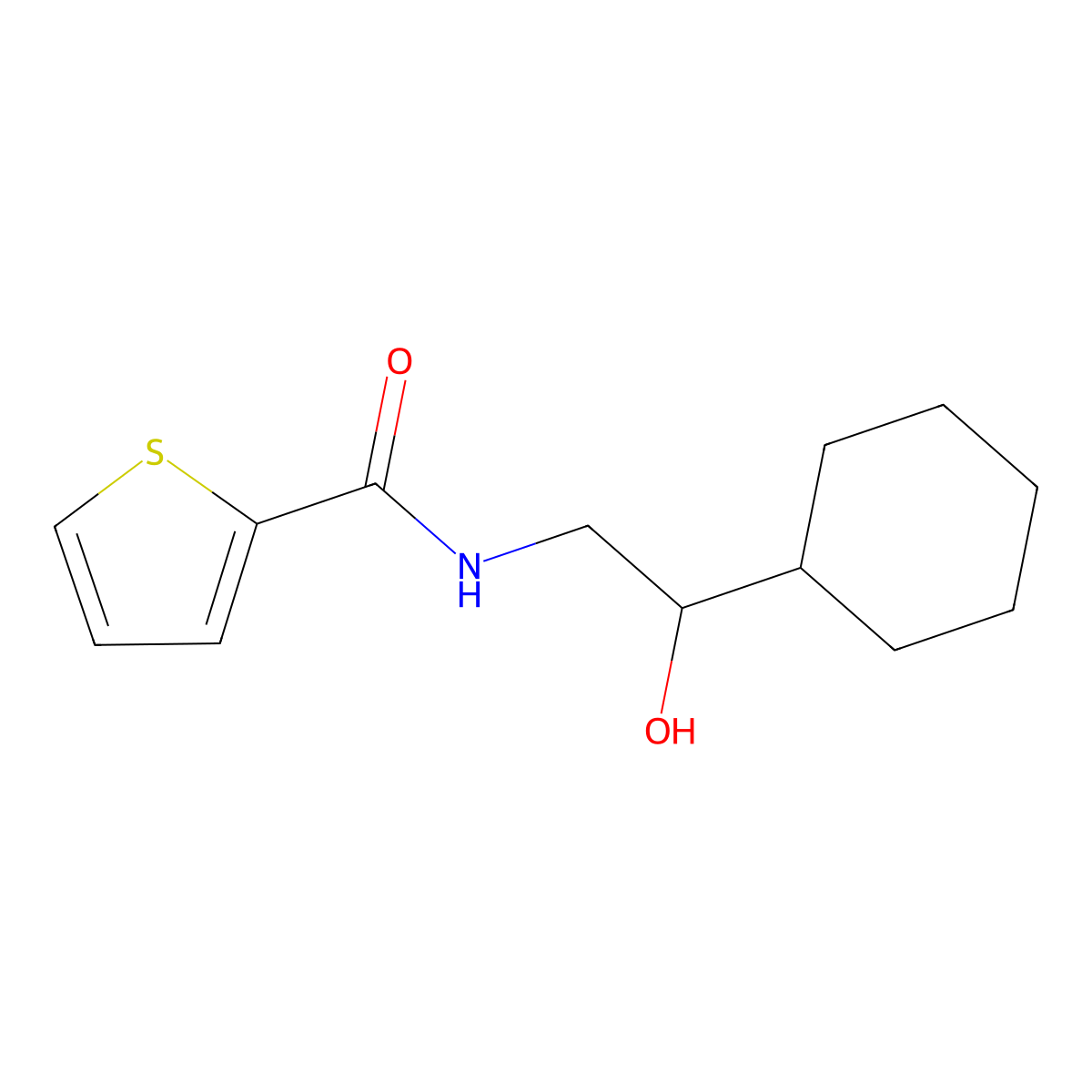 N-(2-cyclohexyl-2-hydroxyethyl)thiophene-2-carboxamide molecular structure, CAS 1351620-70-6