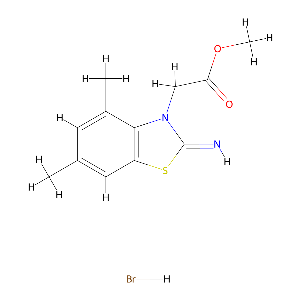 methyl 2-(2-imino-4,6-dimethylbenzo[d]thiazol-3(2H)-yl)acetate hydrobromide molecular structure, CAS 1351620-72-8
