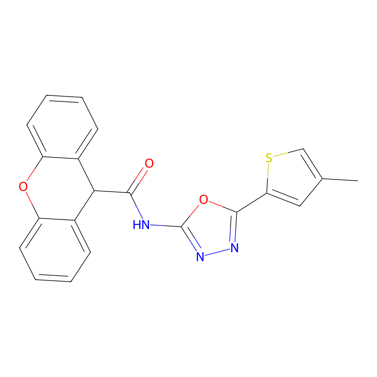 N-[5-(4-methylthiophen-2-yl)-1,3,4-oxadiazol-2-yl]-9H-xanthene-9-carboxamide molecular structure, CAS 1351620-74-0