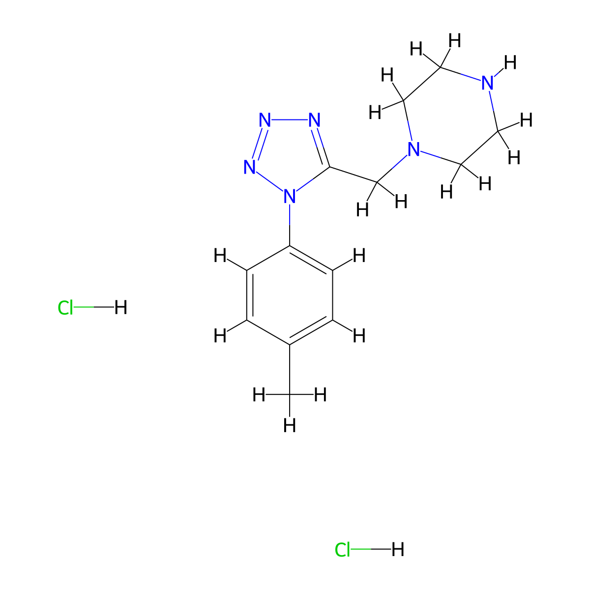 1-{[1-(4-methylphenyl)-1H-tetrazol-5-yl]methyl}piperazine dihydrochloride molecular structure, CAS 1351620-79-5