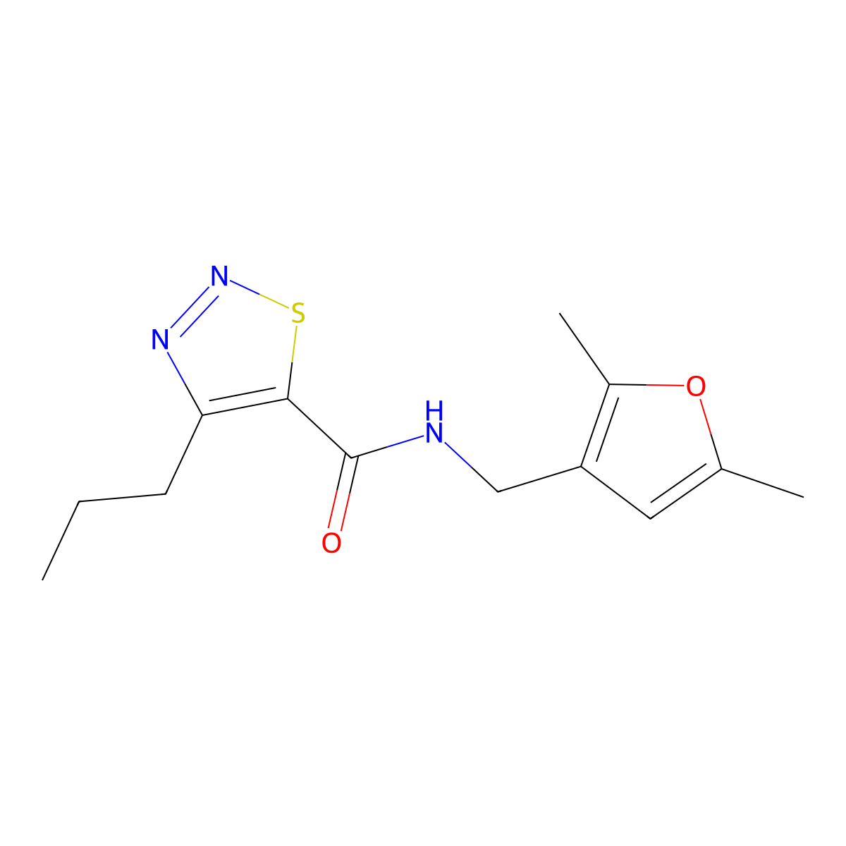 N-[(2,5-dimethylfuran-3-yl)methyl]-4-propyl-1,2,3-thiadiazole-5-carboxamide molecular structure, CAS 1351620-81-9