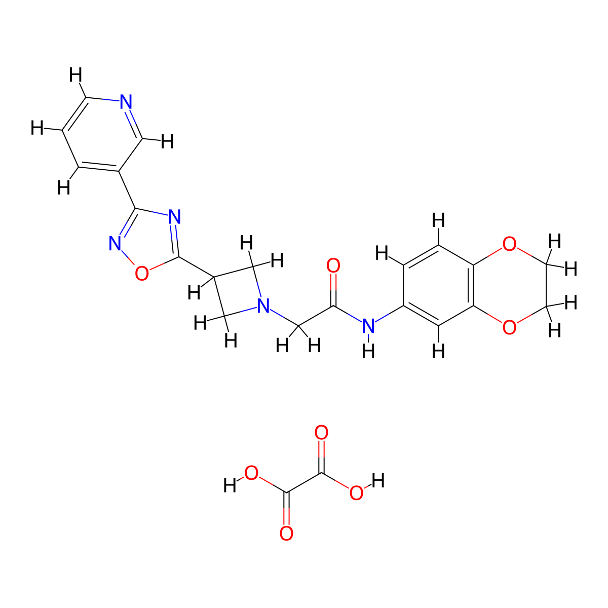 N-(2,3-dihydrobenzo[b][1,4]dioxin-6-yl)-2-(3-(3-(pyridin-3-yl)-1,2,4-oxadiazol-5-yl)azetidin-1-yl)acetamide oxalate molecular structure, CAS 1351620-85-3