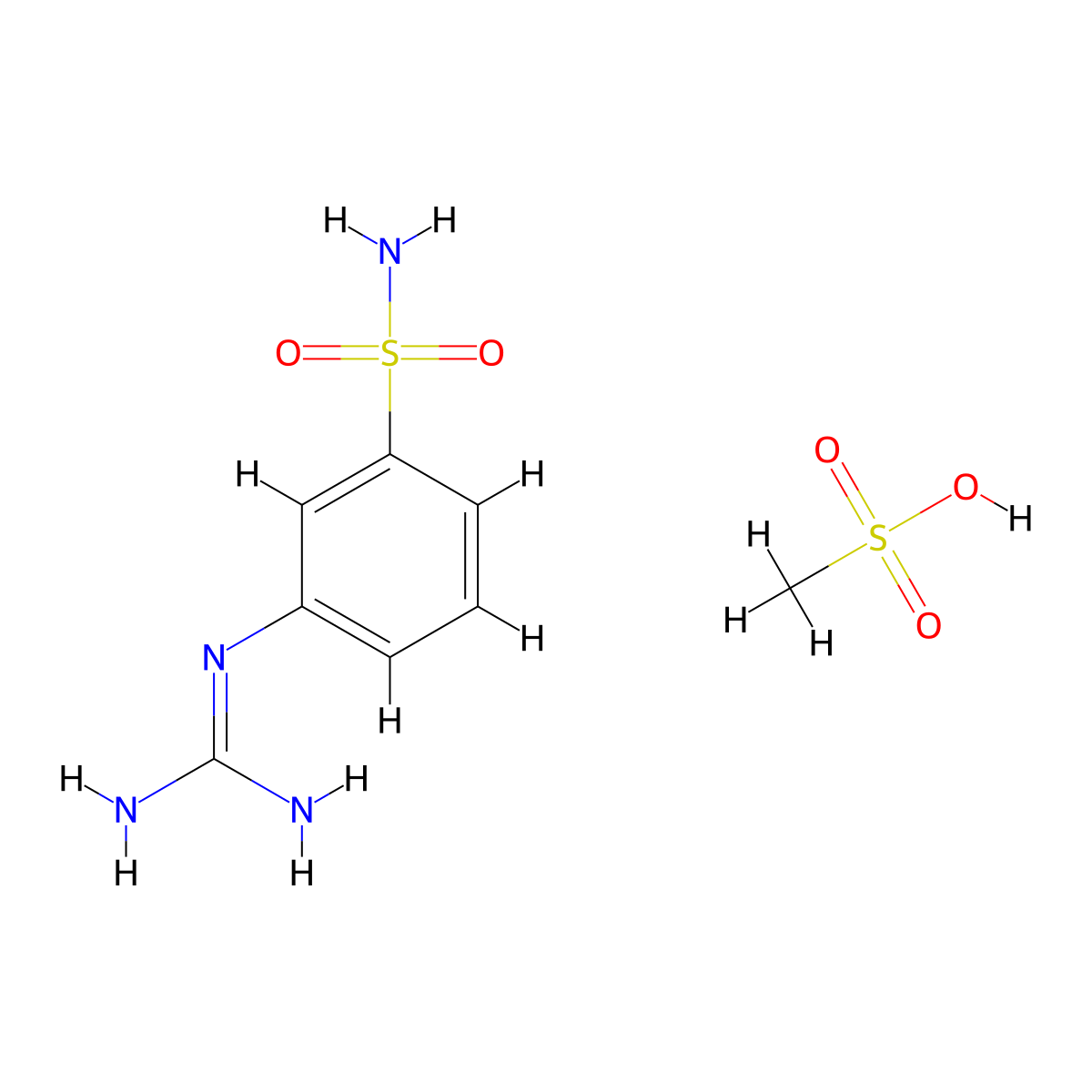 3-{[Amino(imino)methyl]amino}benzenesulfonamide metanesulfonate molecular structure, CAS 1351620-91-1