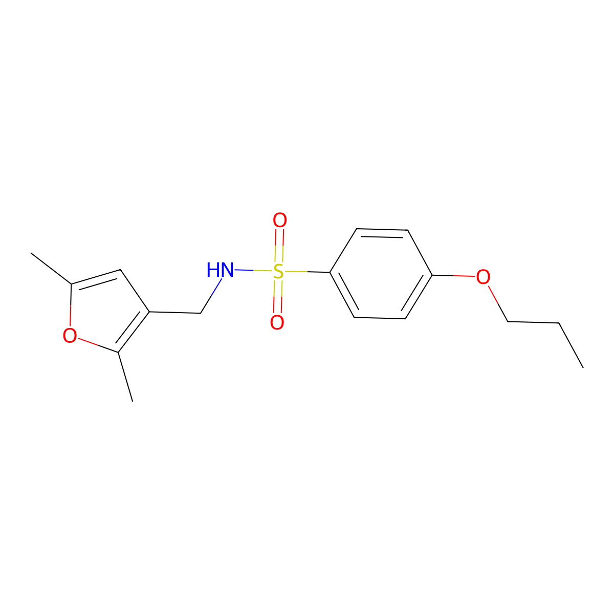 N-((2,5-dimethylfuran-3-yl)methyl)-4-propoxybenzenesulfonamide molecular structure, CAS 1351620-92-2