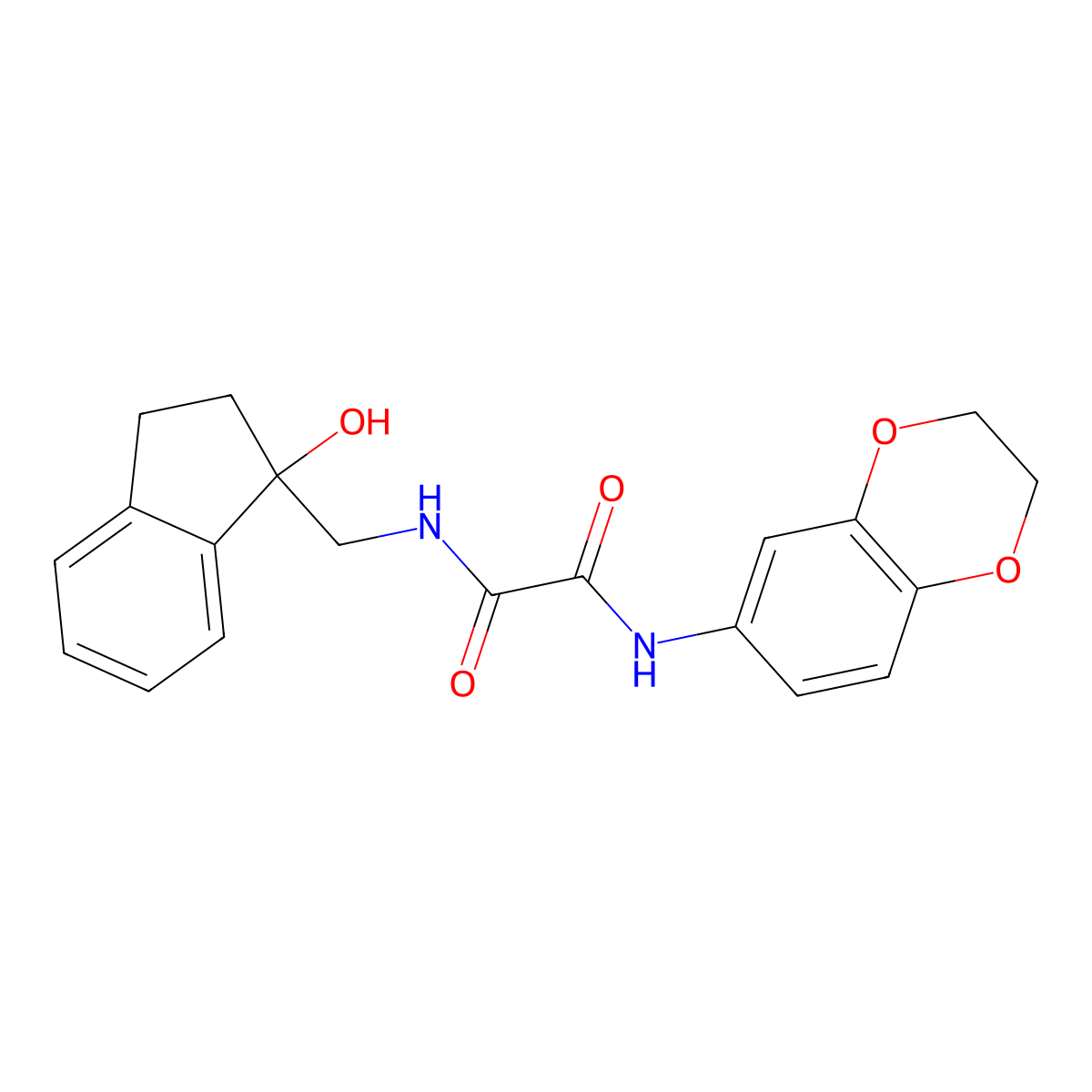 N1-(2,3-dihydrobenzo[b][1,4]dioxin-6-yl)-N2-((1-hydroxy-2,3-dihydro-1H-inden-1-yl)methyl)oxalamide molecular structure, CAS 1351620-94-4