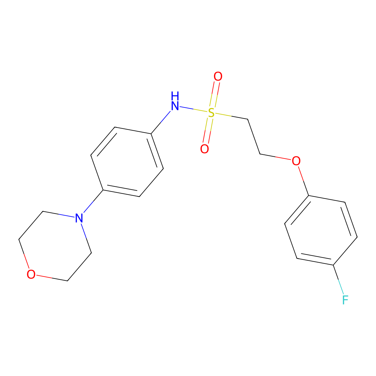2-(4-fluorophenoxy)-N-(4-morpholinophenyl)ethanesulfonamide molecular structure, CAS 1351620-98-8