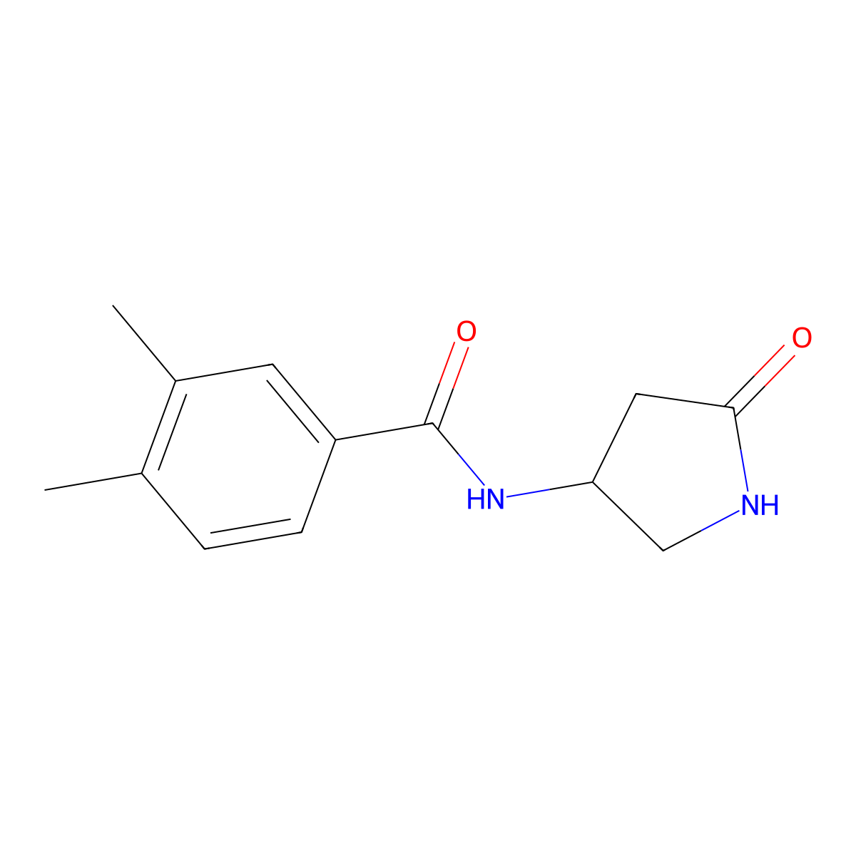 3,4-dimethyl-N-(5-oxopyrrolidin-3-yl)benzamide molecular structure, CAS 1351620-99-9