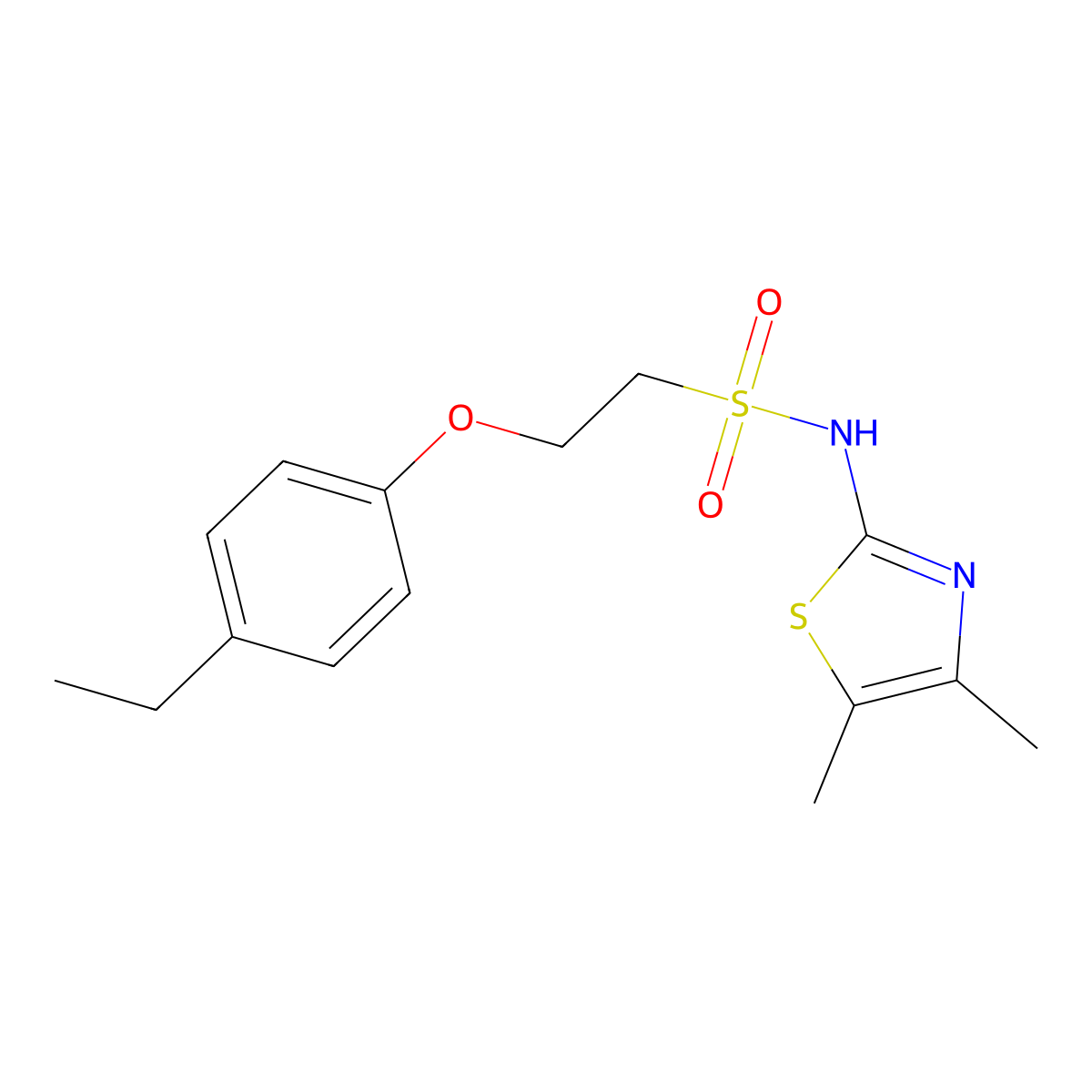 N-(4,5-dimethylthiazol-2-yl)-2-(4-ethylphenoxy)ethanesulfonamide molecular structure, CAS 1351621-00-5