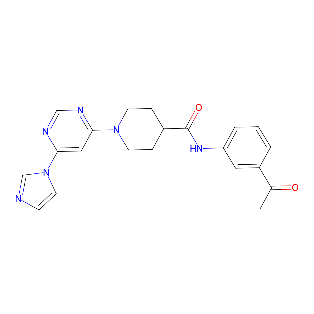 1-(6-(1H-imidazol-1-yl)pyrimidin-4-yl)-N-(3-acetylphenyl)piperidine-4-carboxamide molecular structure, CAS 1351621-06-1