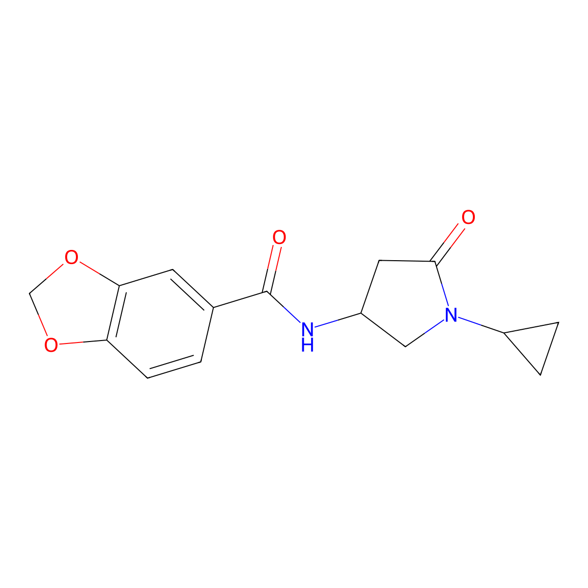 N-(1-cyclopropyl-5-oxopyrrolidin-3-yl)benzo[d][1,3]dioxole-5-carboxamide molecular structure, CAS 1351621-07-2