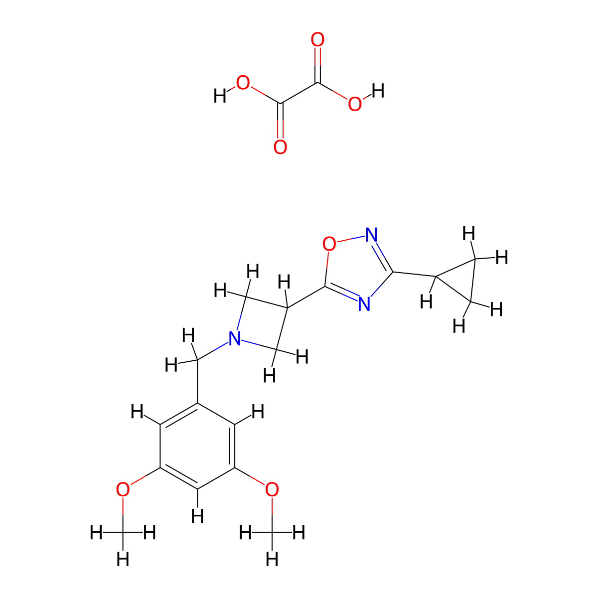 3-Cyclopropyl-5-(1-(3,5-dimethoxybenzyl)azetidin-3-yl)-1,2,4-oxadiazole oxalate molecular structure, CAS 1351621-09-4