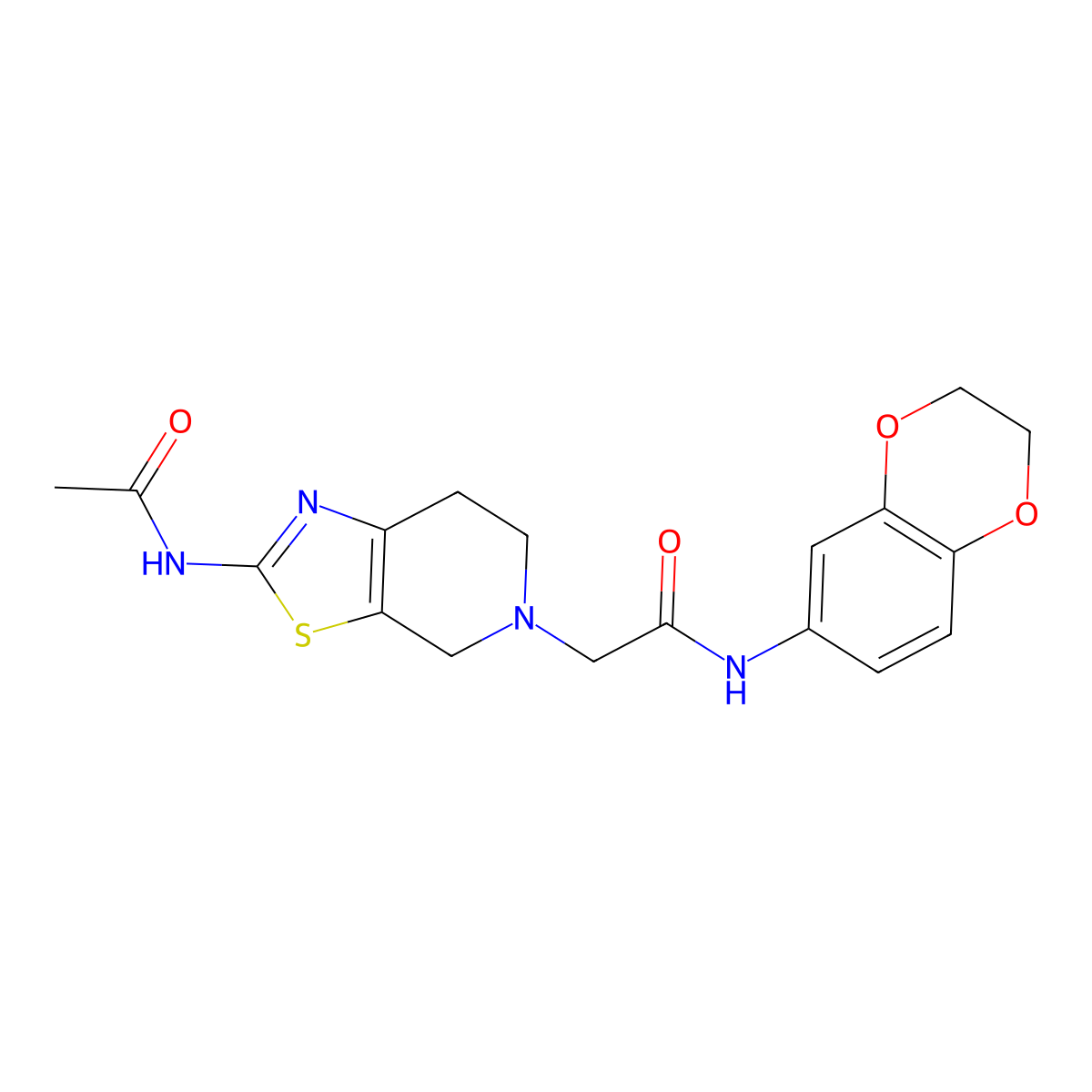 N-(2,3-dihydro-1,4-benzodioxin-6-yl)-2-{2-acetamido-4H,5H,6H,7H-[1,3]thiazolo[5,4-c]pyridin-5-yl}acetamide molecular structure, CAS 1351621-19-6