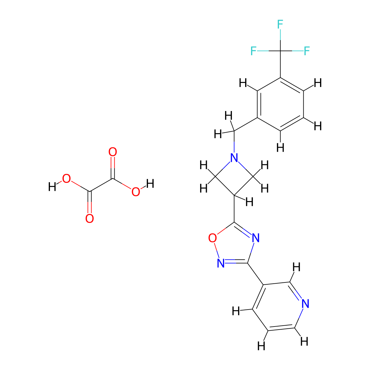 3-(Pyridin-3-yl)-5-(1-(3-(trifluoromethyl)benzyl)azetidin-3-yl)-1,2,4-oxadiazole oxalate molecular structure, CAS 1351621-23-2