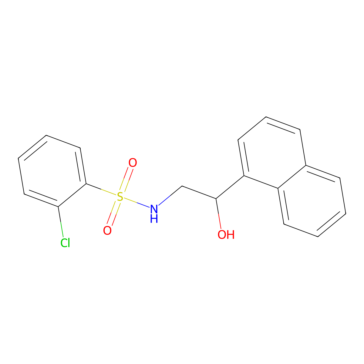 2-chloro-N-(2-hydroxy-2-(naphthalen-1-yl)ethyl)benzenesulfonamide molecular structure, CAS 1351621-33-4