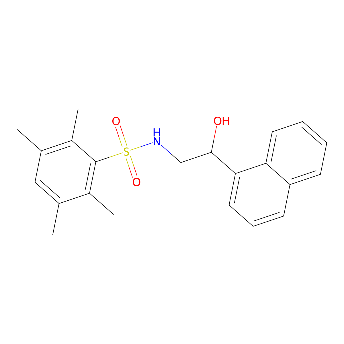 N-(2-hydroxy-2-(naphthalen-1-yl)ethyl)-2,3,5,6-tetramethylbenzenesulfonamide molecular structure, CAS 1351621-36-7
