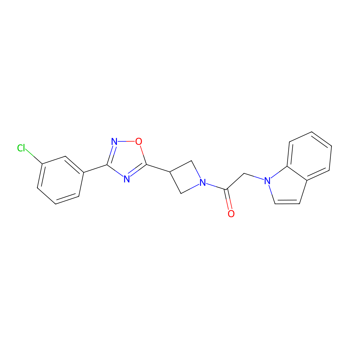 1-(3-(3-(3-chlorophenyl)-1,2,4-oxadiazol-5-yl)azetidin-1-yl)-2-(1H-indol-1-yl)ethanone molecular structure, CAS 1351621-37-8