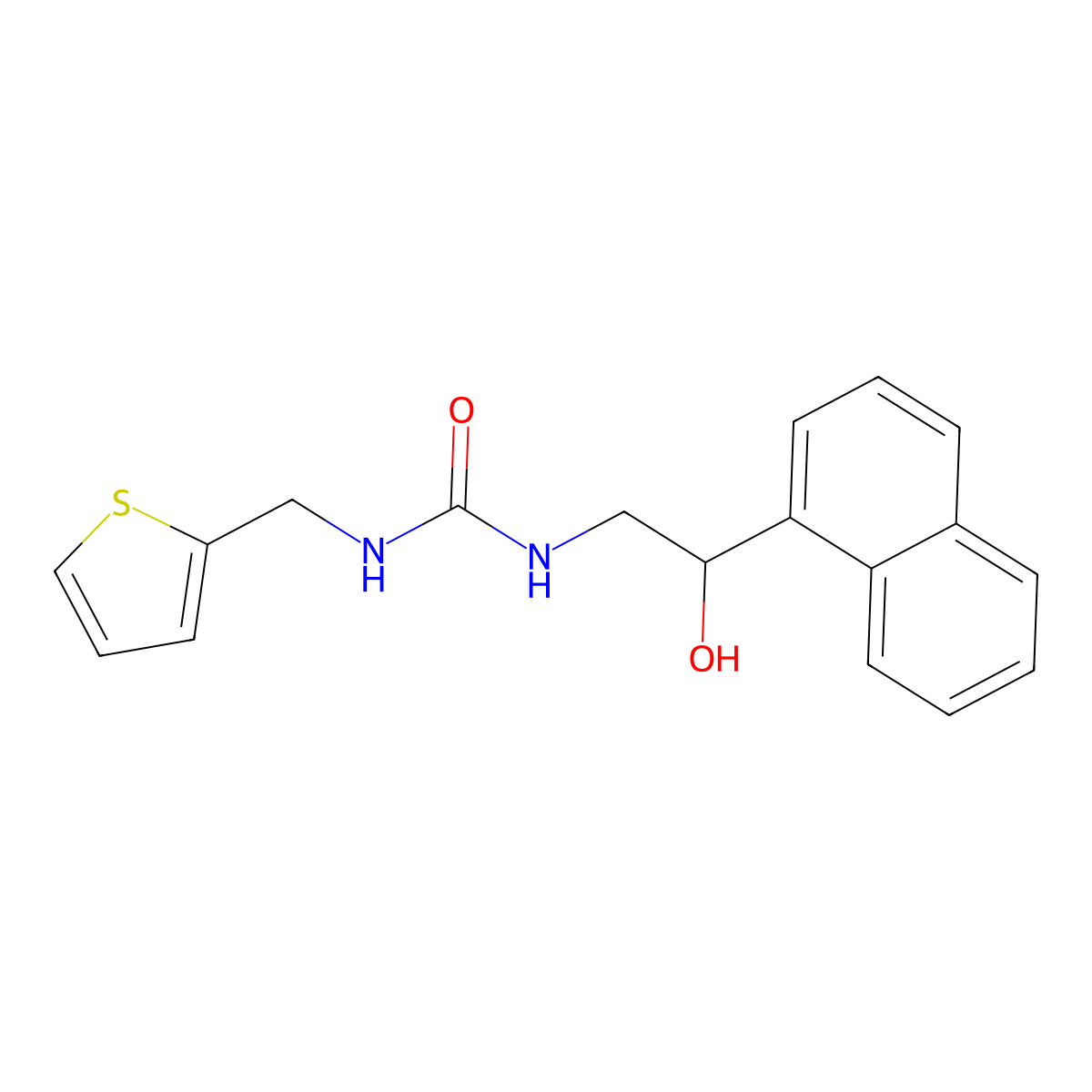1-(2-Hydroxy-2-(naphthalen-1-yl)ethyl)-3-(thiophen-2-ylmethyl)urea molecular structure, CAS 1351621-39-0