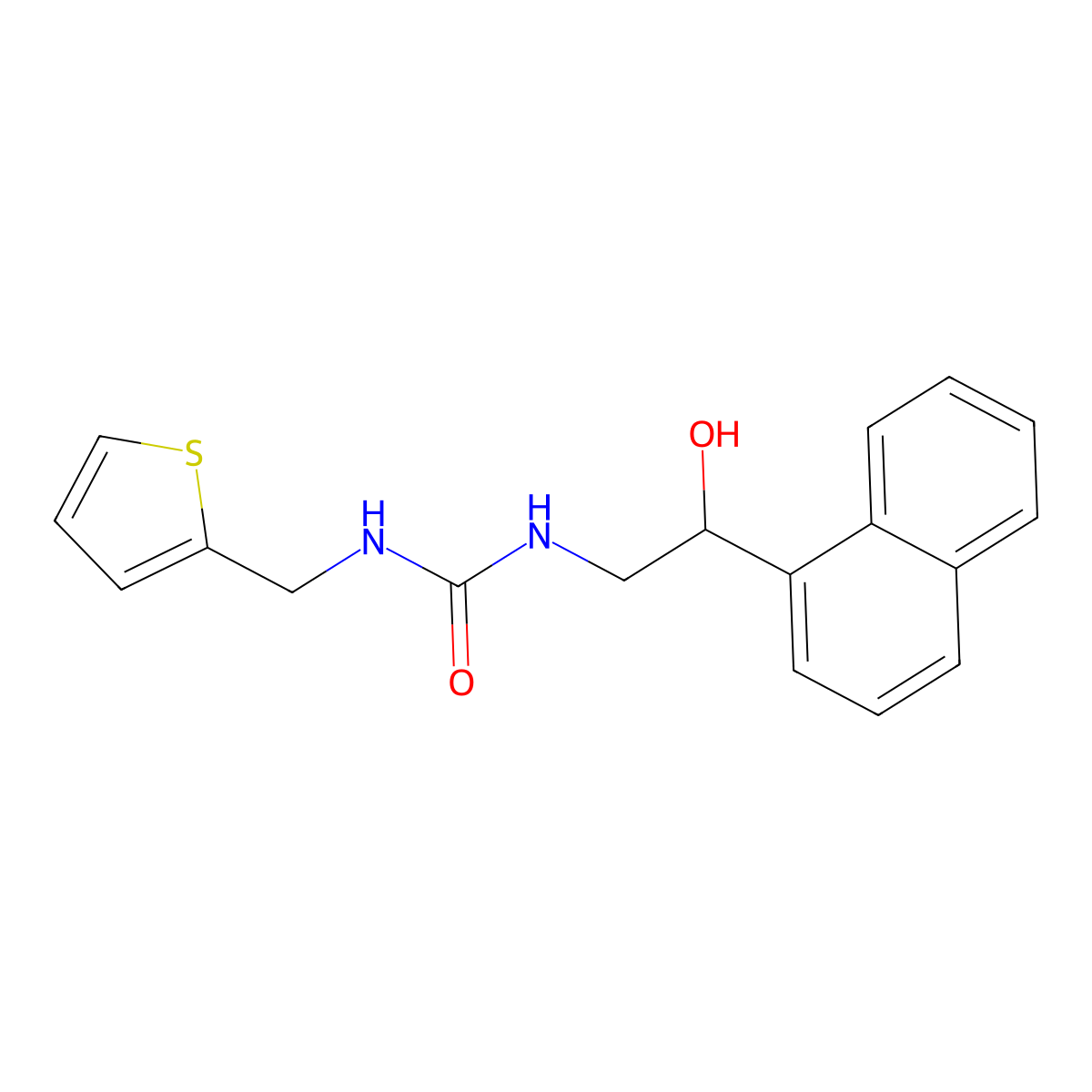 1-(2-Hydroxy-2-(naphthalen-1-yl)ethyl)-3-(thiophen-2-ylmethyl)urea molecular structure, CAS 1351621-39-0